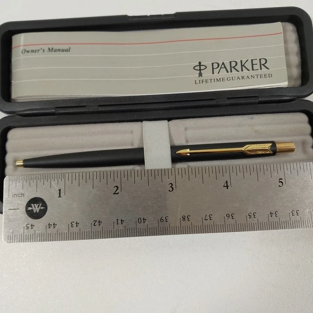 Parker‎ Insignia Ballpoint Pen Matte Black & Gold Trim Made In USA Tested In Box